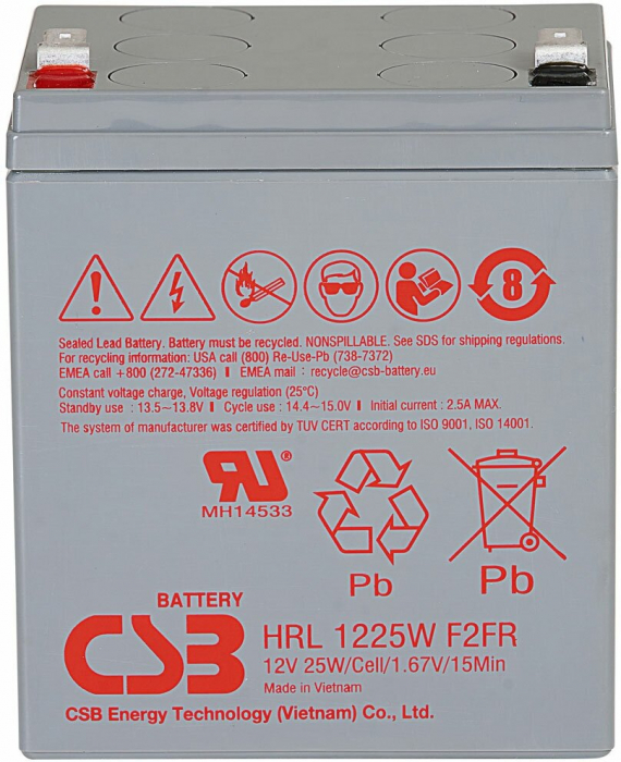 Аккумулятор CSB 12V 25Вт/Эл (HRL1225W F2)