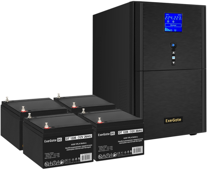 ИБП + батарея ExeGate SineTower SZ-3000.LCD.AVR.3SH.1C13.RJ.USB (EX296865RUS)