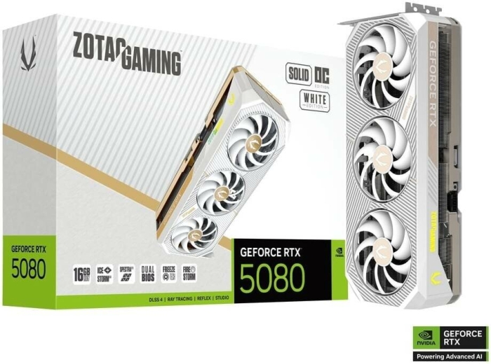Видеокарта Zotac GeForce RTX 5080 Solid OC White Edition 16Gb (ZT-B50800Q-10P)