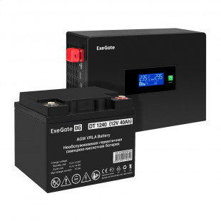 Инвертор ExeGate IdealSine SR-1000/DT 1240 (12В, 40Ач) , 1000 ВА, 1 кВт, черный (EX297407RUS)
