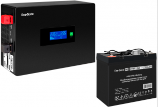 Инвертор ExeGate IdealSine SR-1000/DTM 1255 (12В, 55Ач) , 1000 ВА, 1 кВт, черный (EX297411RUS)