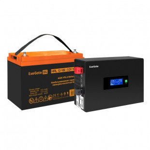 Инвертор ExeGate IdealSine SR-1000/HRL 12-100 (12В, 100Ач) , 1000 ВА, 1 кВт, черный (EX297419RUS)