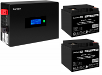 Инвертор ExeGate IdealSine SR-1500/2 x DT 1240 (12В, 40Ач), 1500 ВА, 1.5 кВт, черный (EX297430RUS)