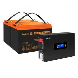 Инвертор ExeGate IdealSine SR-1500/2 x HRL 12-100 (12В, 100Ач) , 1500 ВА, 1.5 кВт, черный (EX297442RUS)