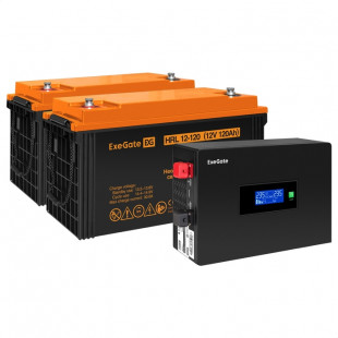 Инвертор ExeGate IdealSine SR-1500/2 x HRL 12-120 (12В, 120Ач) , 1500 ВА, 1.5 кВт, черный (EX297444RUS)